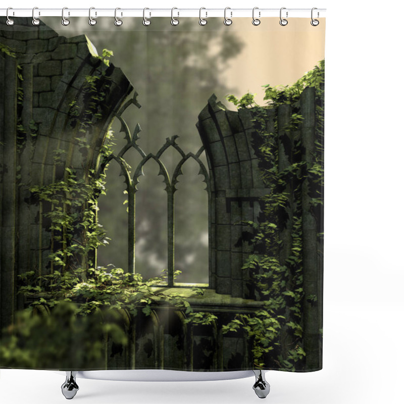 Personality  Gothic Old Ruins Covered With Ivy Shower Curtains