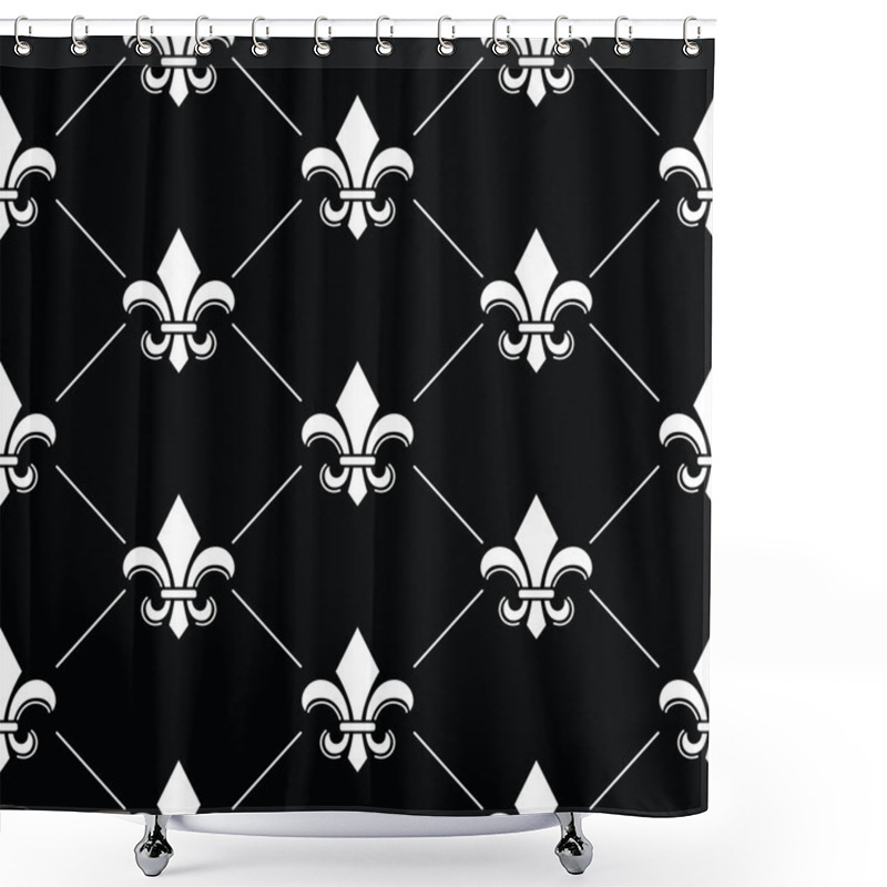 Personality  Fleur De Lis Pattern On Black Shower Curtains