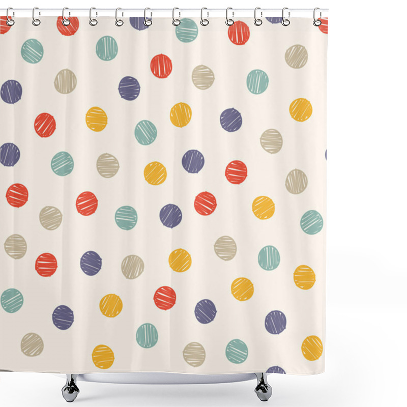 Personality  Polka Dots Doodle Seamless Shower Curtains