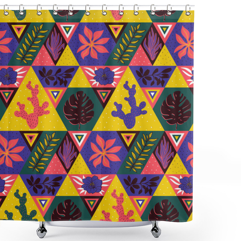 Personality  Geometrical Seamless Tropical Pattern  Shower Curtains