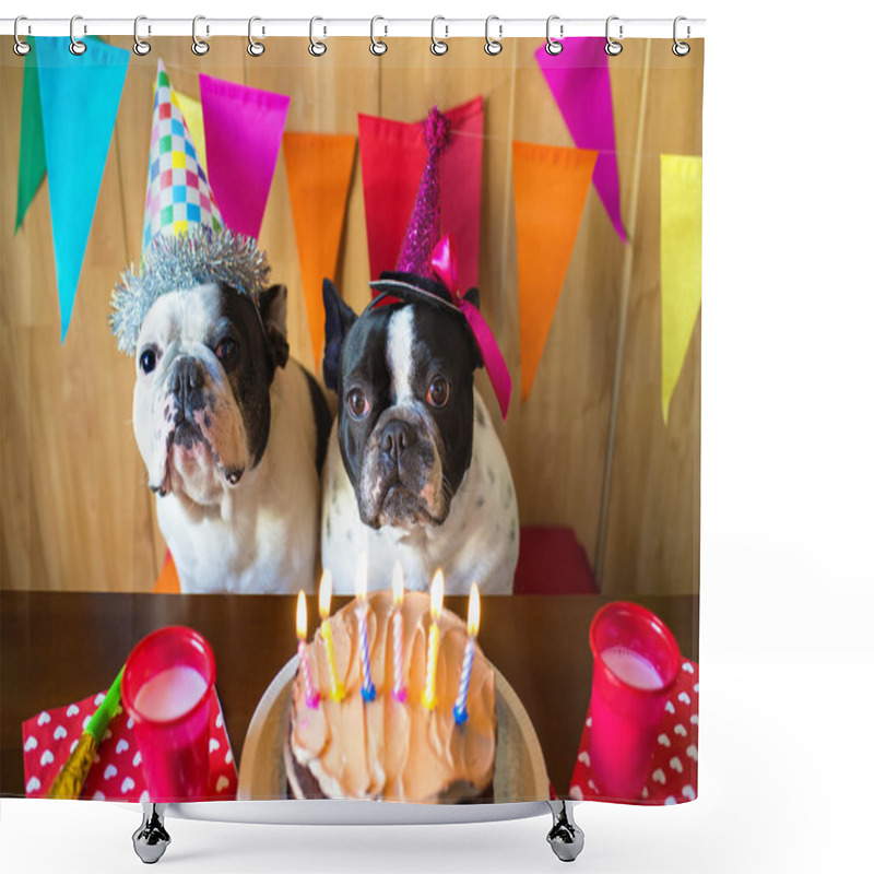 Personality  Couple Of Dogs On Birthday Party Shower Curtains