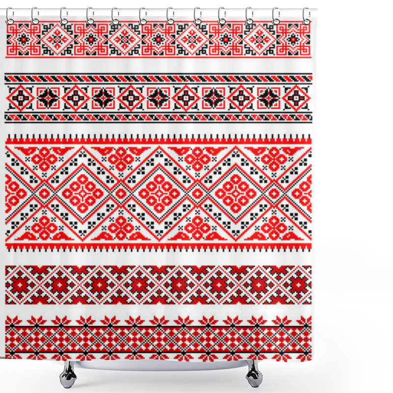 Personality  Ukrainian Embroidery Ornaments Shower Curtains