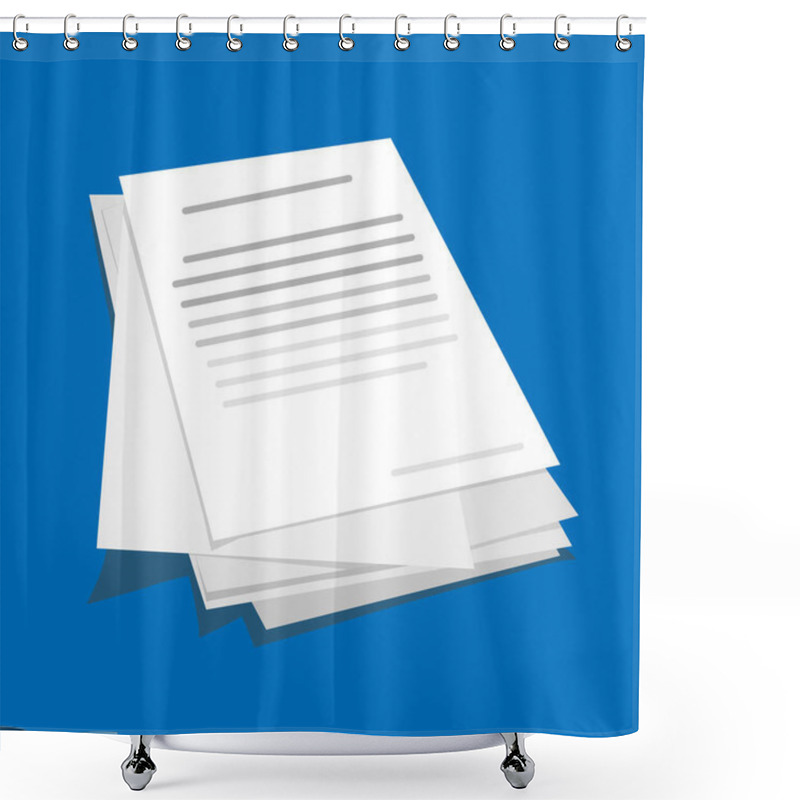 Personality  Stack Or Pile Of Business Documents Over Blue Background, Vector Illustration Shower Curtains