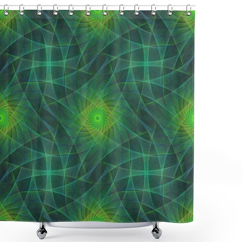 Personality  Dark Green Seamless Fractal Swirling Pattern Background Shower Curtains