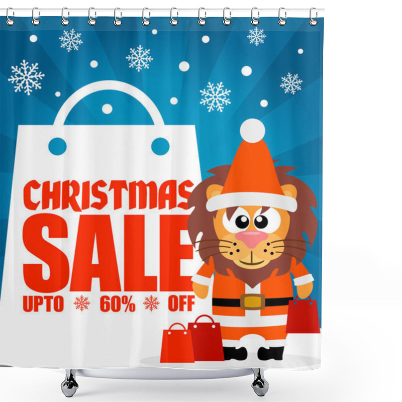 Personality  Christmas Sale Background With Lion Vector Shower Curtains