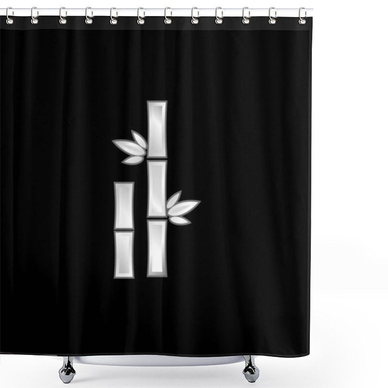 Personality  Bamboo With Leaves Silver Plated Metallic Icon Shower Curtains