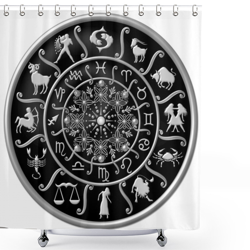 Personality  Zodiac Disc Black Shower Curtains