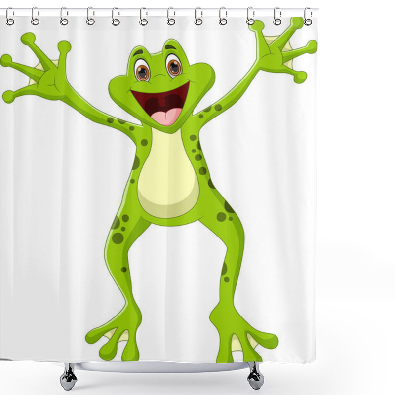 Personality  Cute Frog Cartoon Isolated On White Background Shower Curtains