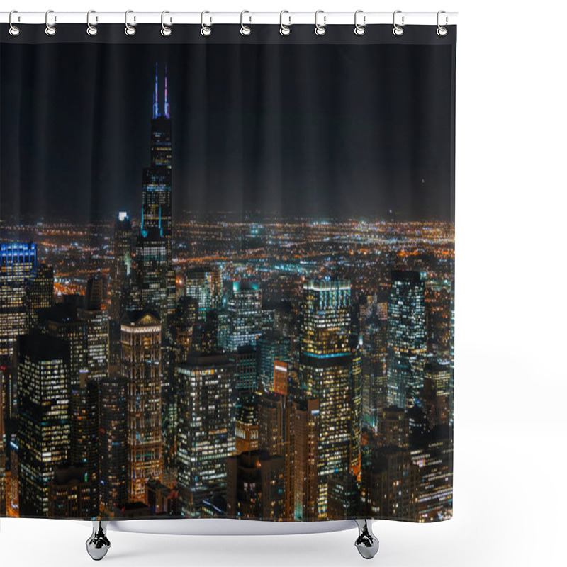 Personality  Chicago Skyscrapers At Night Shower Curtains