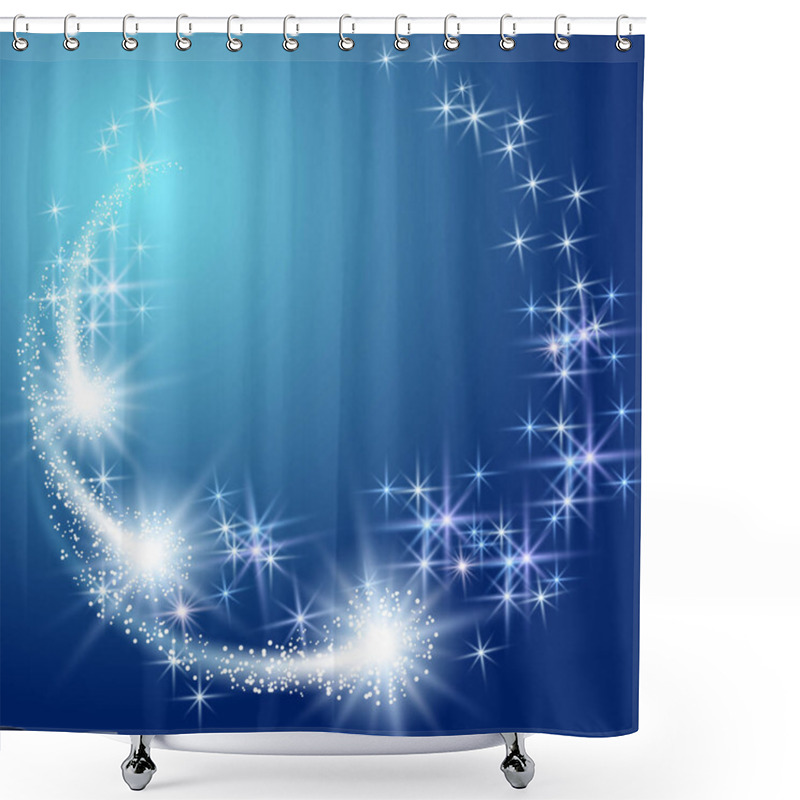 Personality  Glowing Round Frame With Firework And Sparkle Stars Shower Curtains