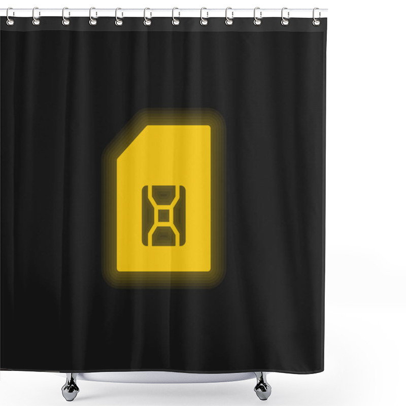 Personality  Big SIM Card Yellow Glowing Neon Icon Shower Curtains