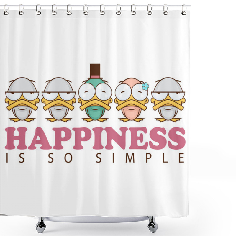 Personality  Vector Romantic Illustration With Cartoon Ducks. Shower Curtains