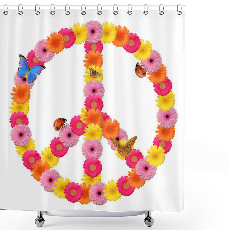 Personality  Peace Flower Symbol Shower Curtains