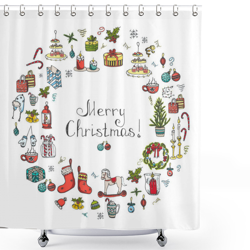 Personality  Merry Christmas Elements Shower Curtains