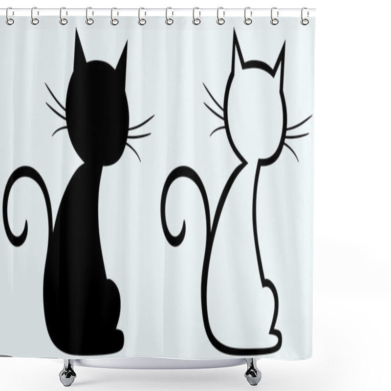 Personality  Black Cat Silhouette Shower Curtains