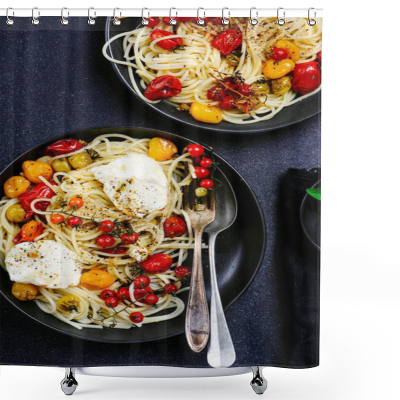 Personality  Spaghetti With Baked Tomatoes And Burrata.Style Hugge.selective Focus Shower Curtains