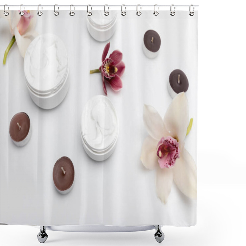 Personality  Organic Cream With Orchids Shower Curtains