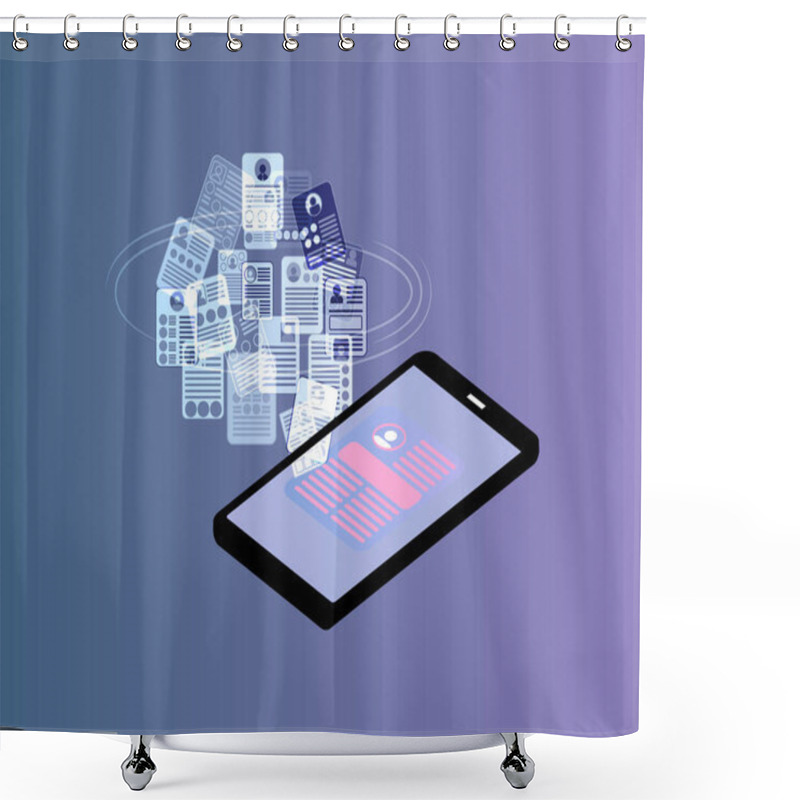 Personality  Recruitment Technology With Mobile Vector Shower Curtains