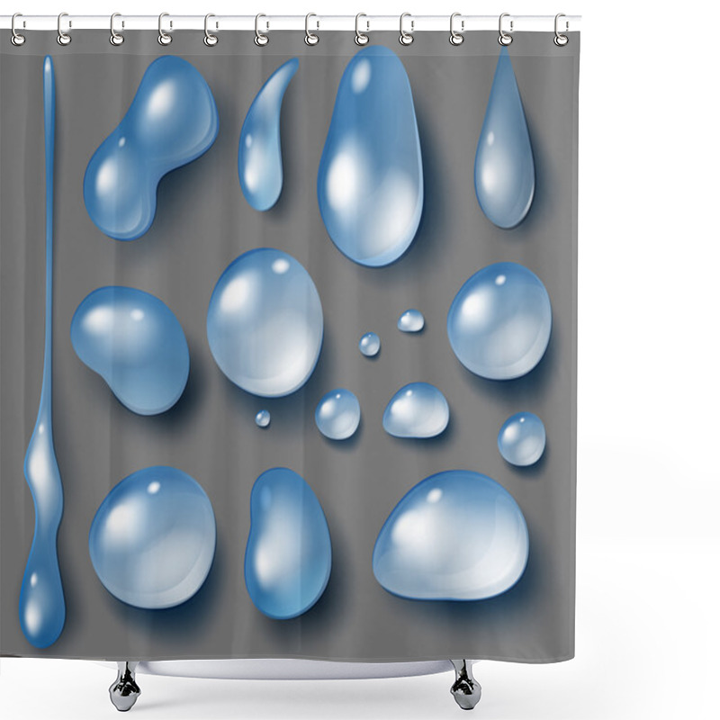 Personality  Set Of Water Drops On Gray Background Shower Curtains