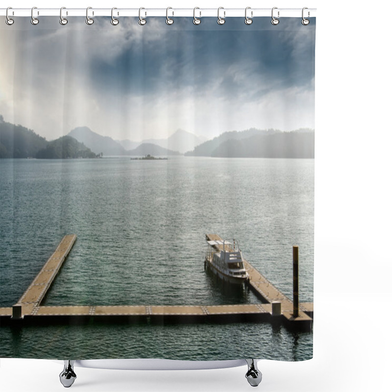 Personality  Boat With Dock Shower Curtains