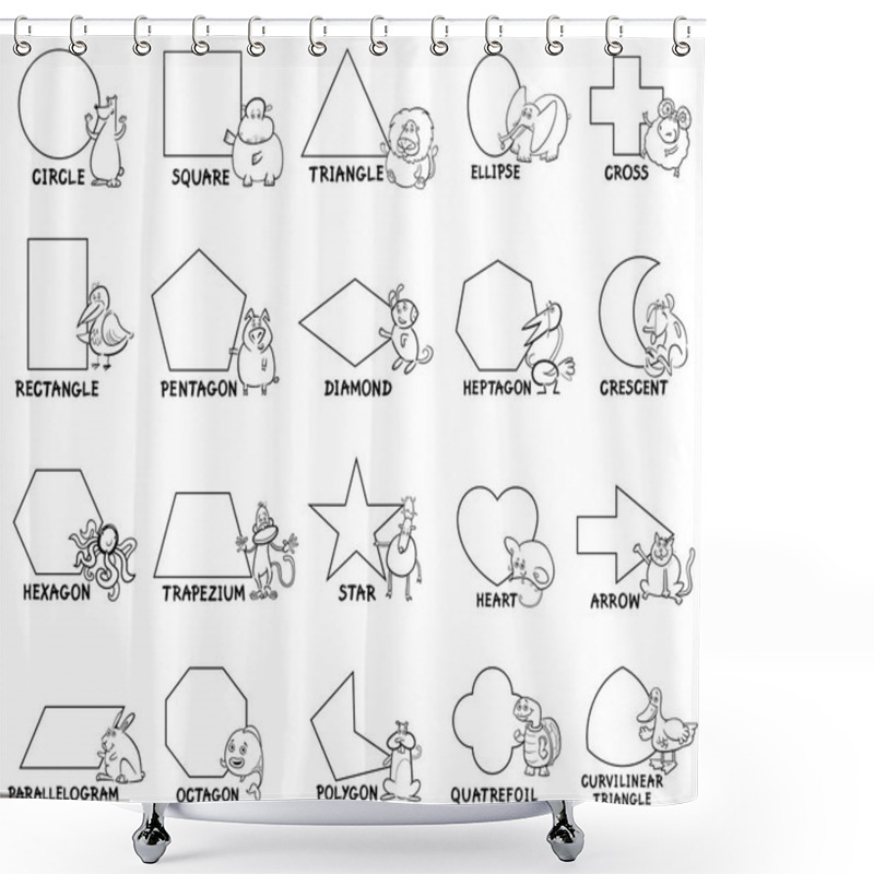 Personality  Basic Geometric Shapes With Animal Characters Shower Curtains