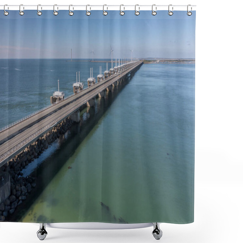 Personality  The Delta Works And The Eastern Scheldt Storm Surge Barrier At The Coast Of The Netherlands Shower Curtains