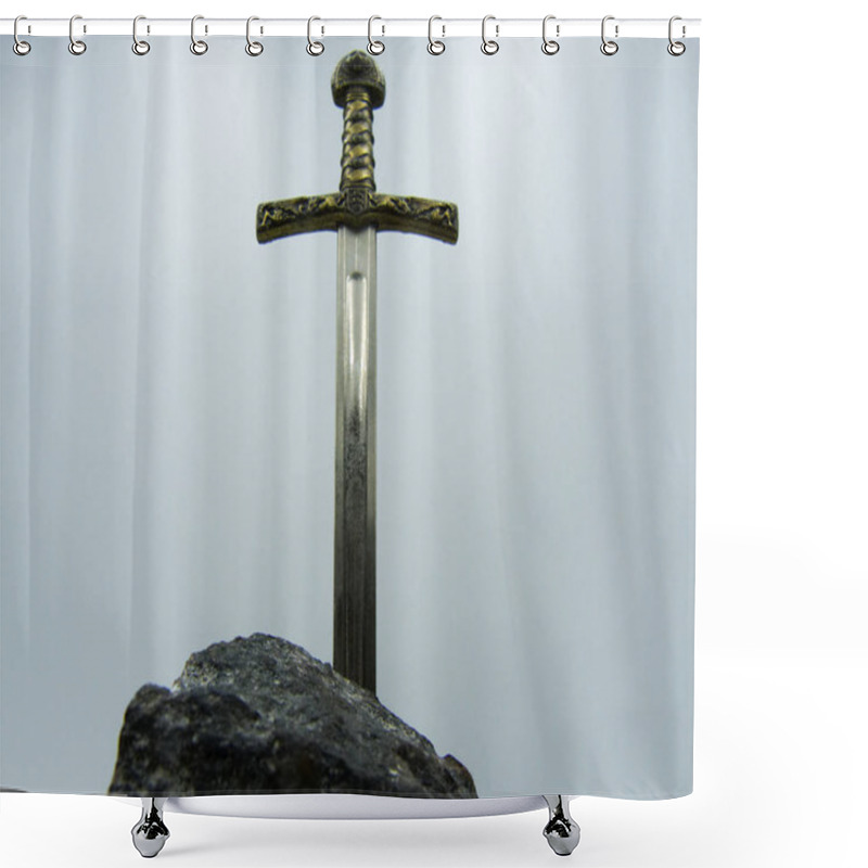 Personality  Excalibur The Mythical Sword In The Stone Of King Arthur Shower Curtains