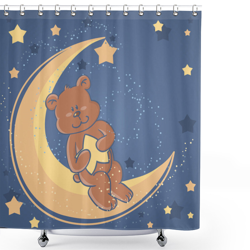 Personality  Sweet Dreams Teddy Bear On A Moon Shower Curtains