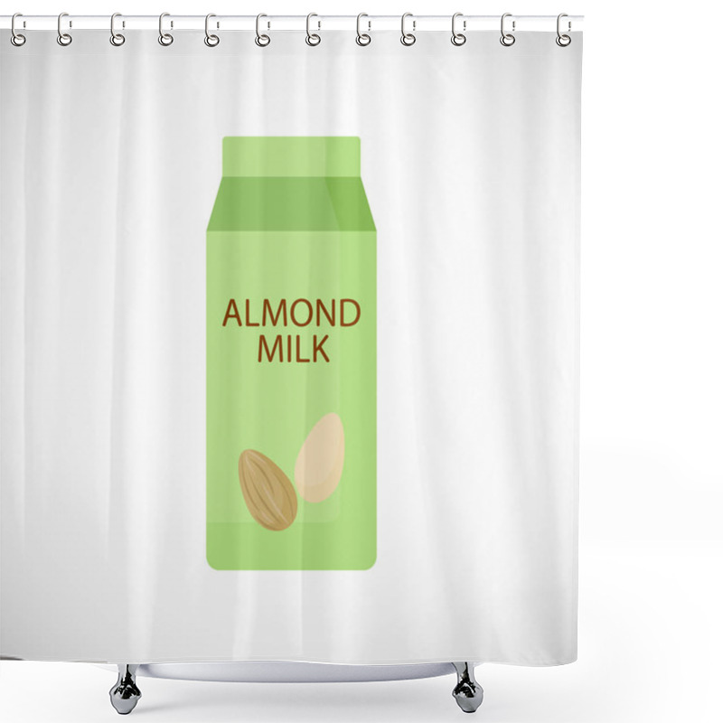 Personality  Almond Milk In Box Vector Flat Icon, Sign Of Vegan, Vegetarian Or Plant Based Milk, Flat Design Of Non-dairy, Lactose Free Product Isolated On The White Background, Vector Illustration Shower Curtains