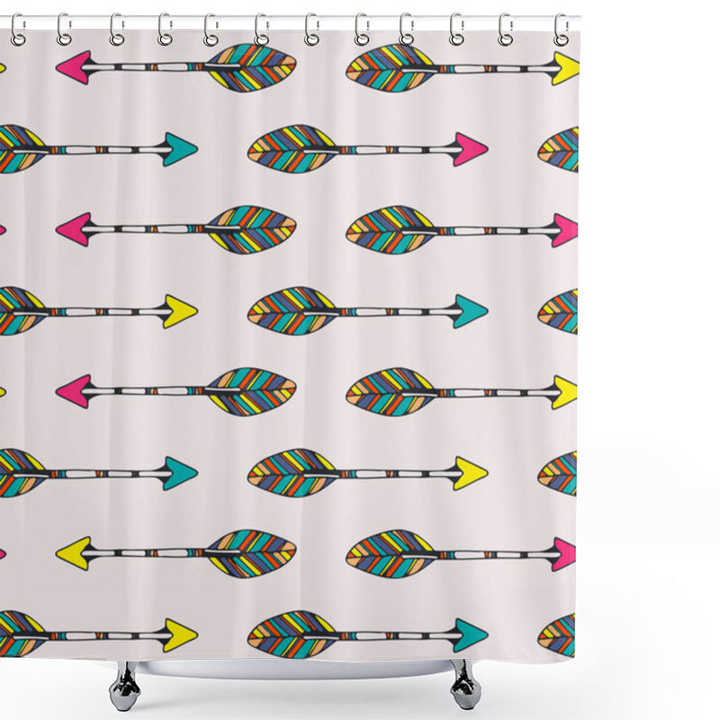 Personality  Ethnic Pattern With Hand Drawn Arrows Shower Curtains