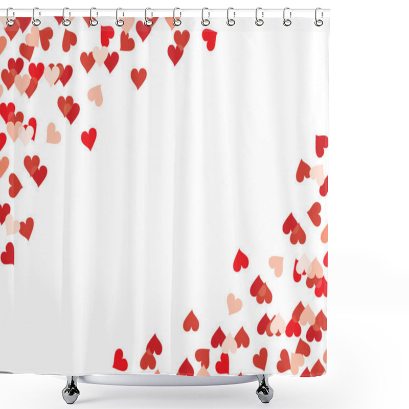 Personality  Many Red Hearts On A White Background Shower Curtains