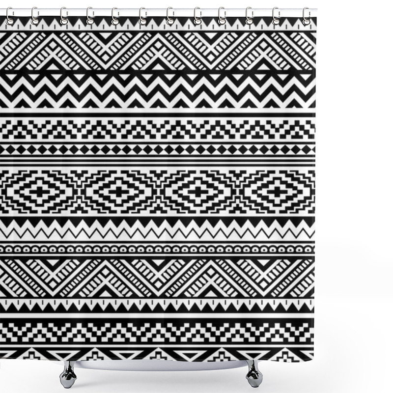 Personality  Seamless Ethnic Pattern Design. Navajo Geometric Print. Rustic Decorative Ornament. Abstract Geometric Pattern. Native American Pattern. Ornament For The Design Of Clothing, Textiles Shower Curtains