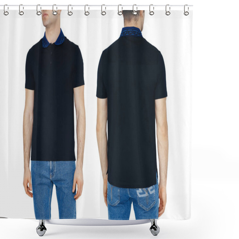 Personality  Two Side Of Black T-shirts With Copy Space Shower Curtains