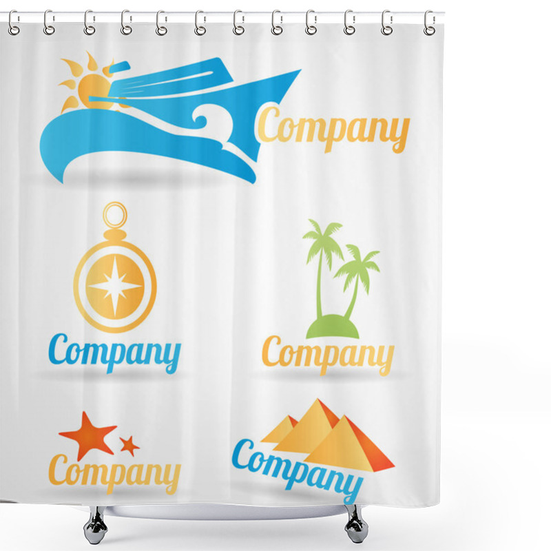 Personality  Collection Of Vector Logos For Travel Tourist Companies Shower Curtains