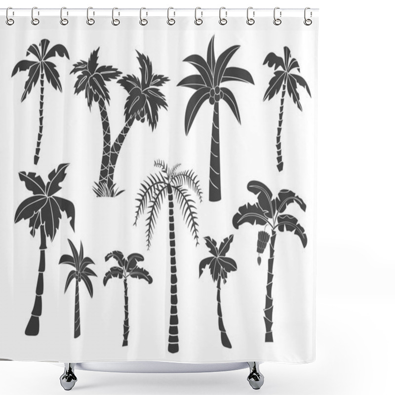 Personality  Silhouettes Of Hand Drawn Palms Trees. Shower Curtains