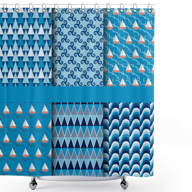 Personality  Set Of Seamless Patterns Shower Curtains