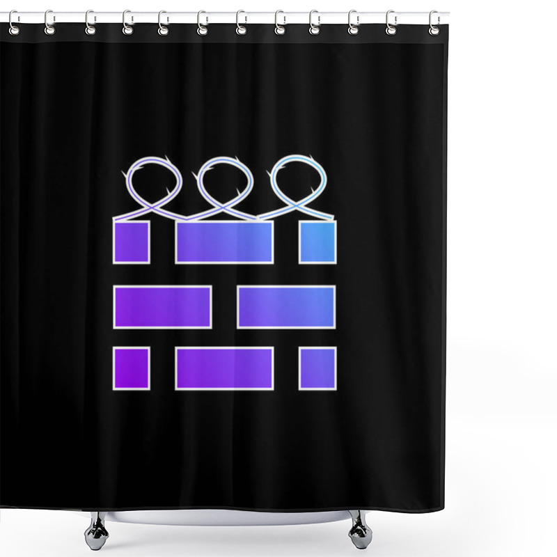 Personality  Brick Wall With Barbed Wire Blue Gradient Vector Icon Shower Curtains