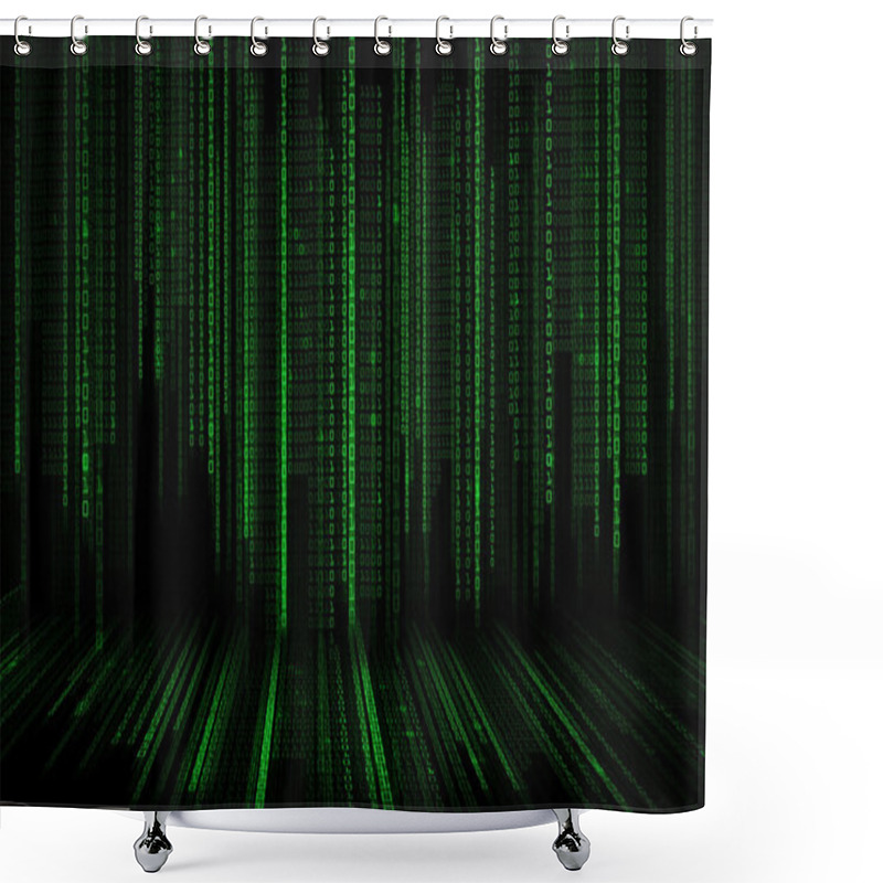 Personality  Black Green Binary System Code Background Shower Curtains