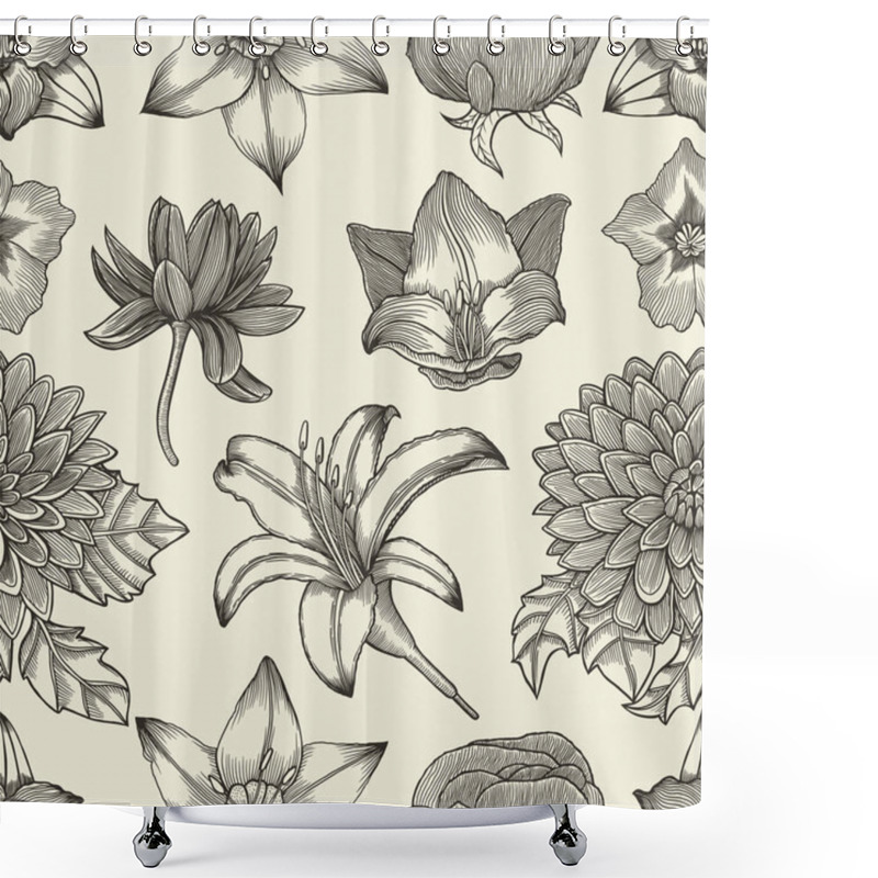 Personality  Seamless Floral Pattern Shower Curtains