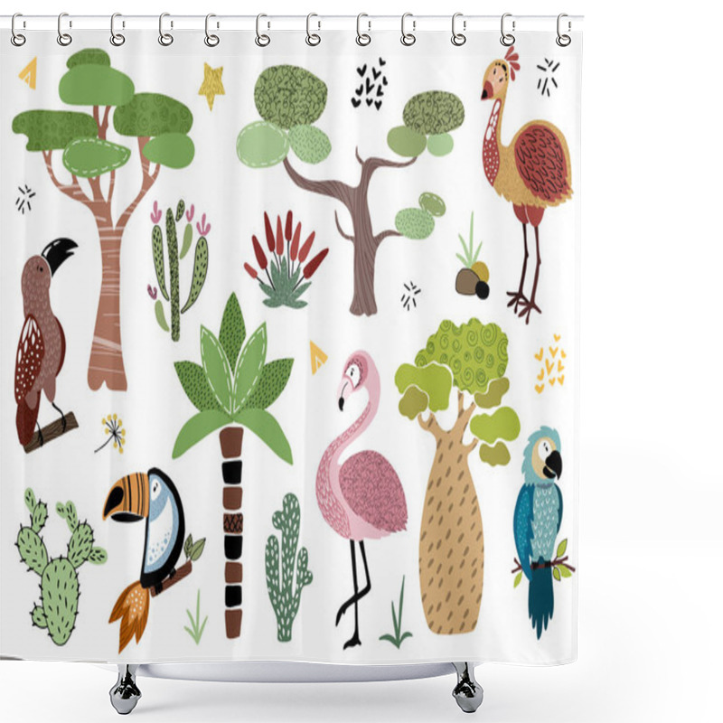 Personality  Cartoon Vector African Animals Shower Curtains