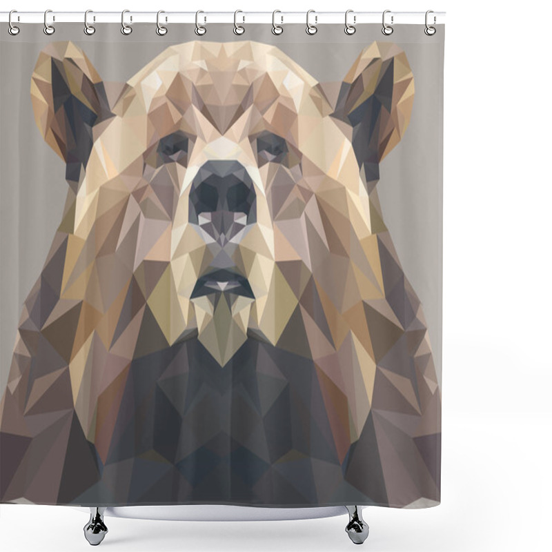 Personality  Brown Bear Portrait. Abstract Low Poly Design. Vector Illustration. Shower Curtains