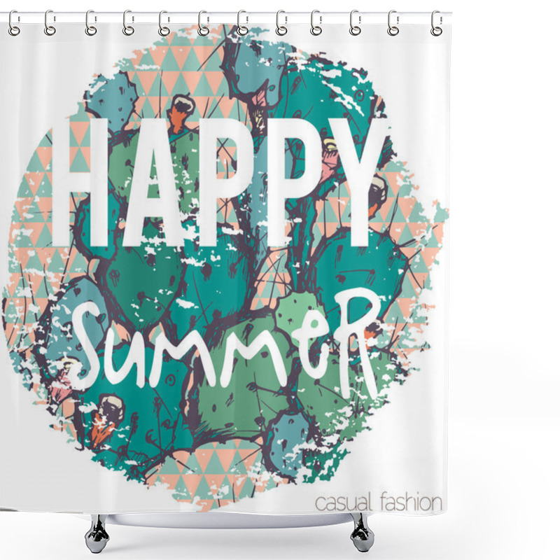 Personality  Cactus Print With Slogan In Vector Shower Curtains