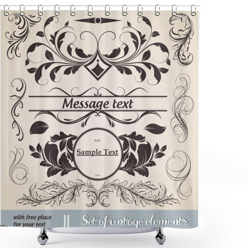 Personality  Hand Drawn Floral Background With Flowers, Greeting Vector Card For Retro Design Shower Curtains