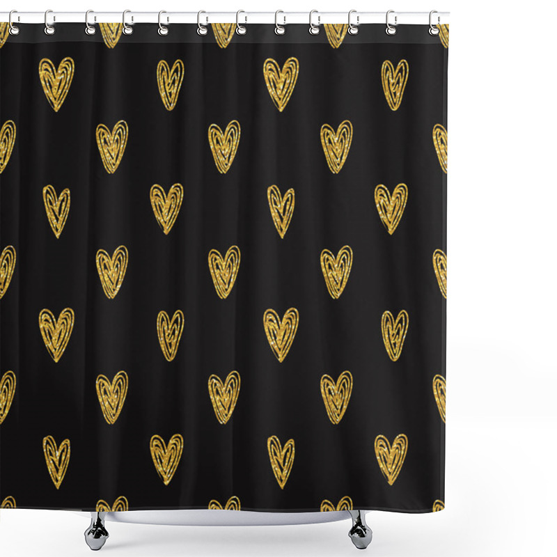 Personality  Polka Dot Gold Hearts Pattern Shower Curtains