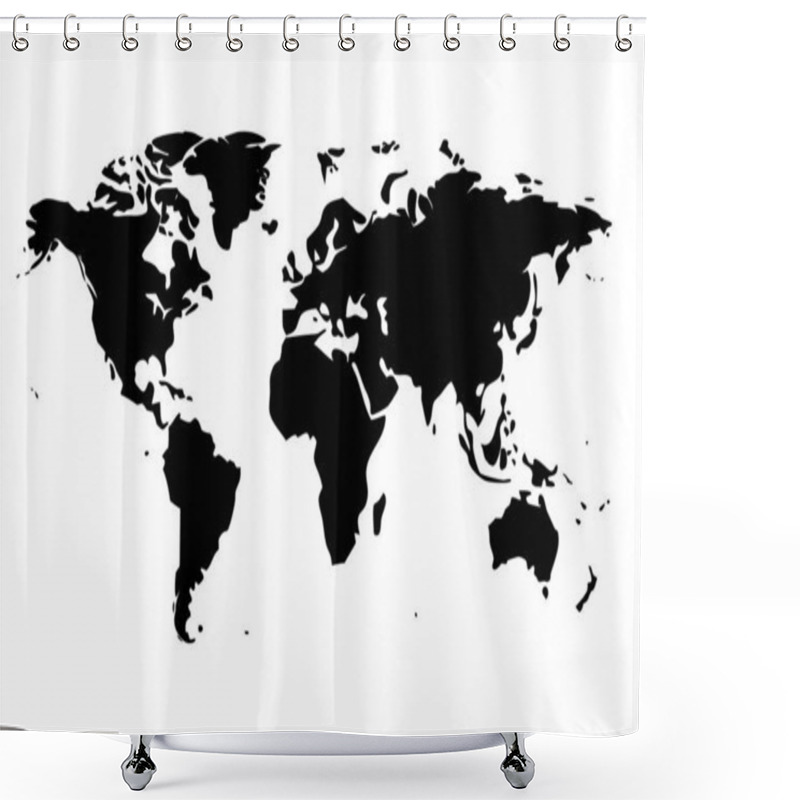 Personality  Stylized World Map In Monochrome With Clean And Minimalist Aesthetic Shower Curtains