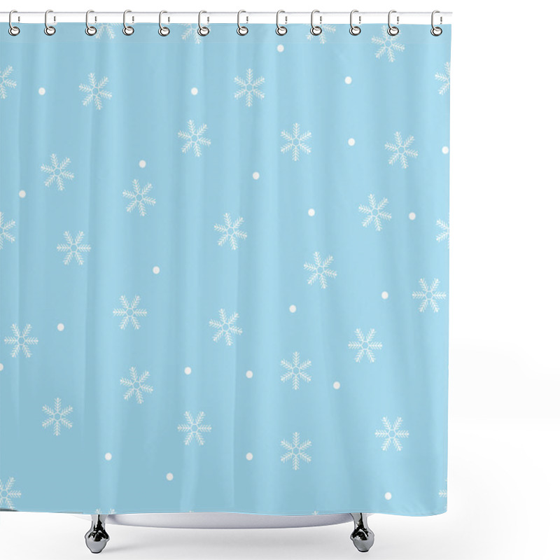 Personality  Seamless Snowflake Pattern Blue Background Shower Curtains