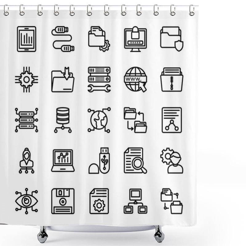 Personality  Data Management Line Icons  Shower Curtains