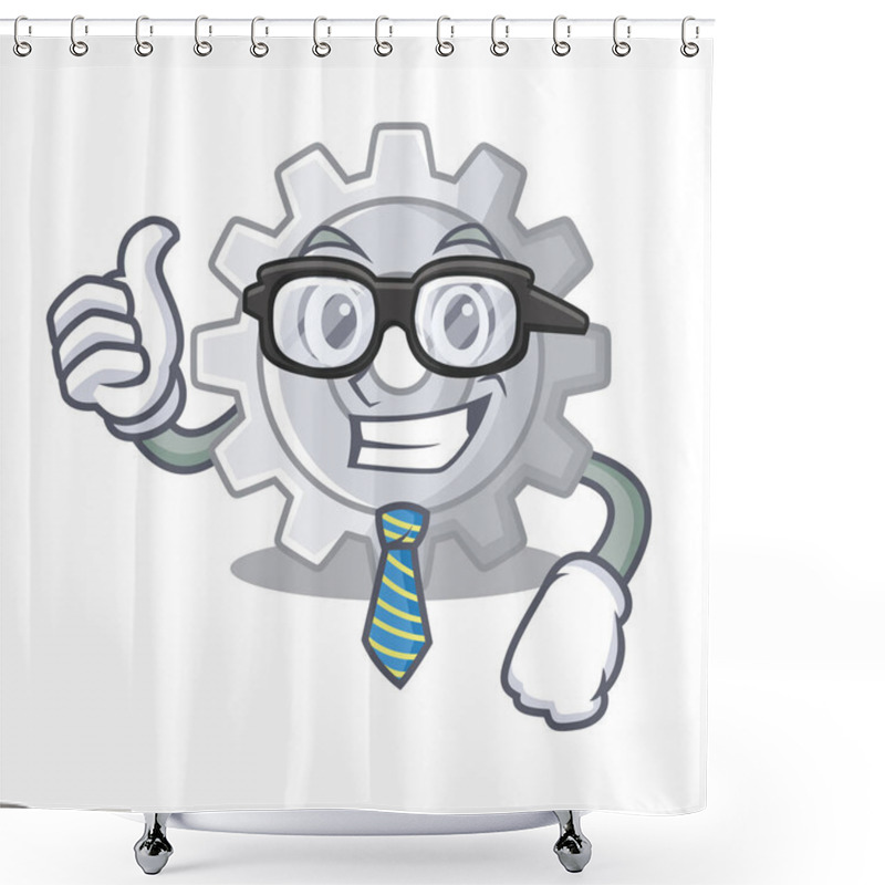 Personality  Businessman Gear On Style Character Shape Funny Vector Illuatration Shower Curtains