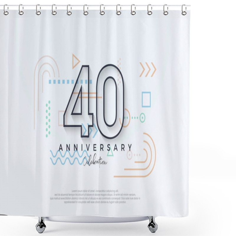 Personality  Simple Design 40th Anniversary. With A Simple Line Premium Design.Premium Vector For Poster, Banner, Celebration Greeting. Shower Curtains