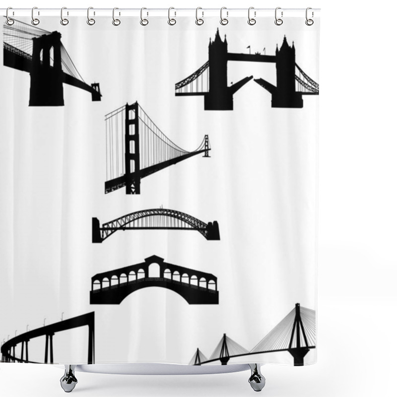 Personality  The Most Famous Bridges Of The World Silhouette Shower Curtains